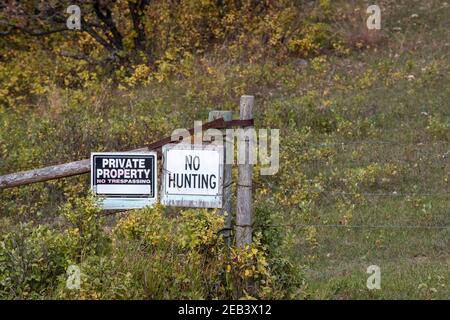 Propriété privée, pas d'intrusion et pas de panneaux de chasse. Vallée de Qu'appelle, est de la Saskatchewan, Canada. Banque D'Images