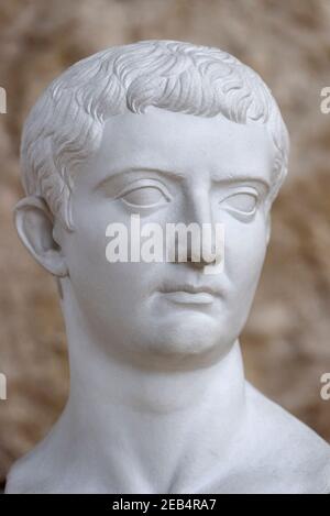 Portrait de l'empereur romain Tiberius, Musée Ara Pacis, Rome, Italie. Tiberius Caesar Divi Augusti Filius Augustus (42 BC-37 AD) 2ème empereur du ROM Banque D'Images