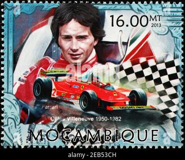 Gilles Villeneuve, pilote de Formule 1, gagne à la fin tampon Banque D'Images