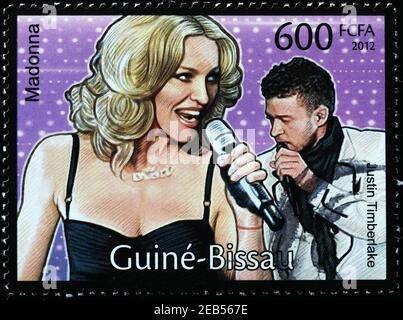 Madonna et Justin Timberlake sur timbre-poste Banque D'Images