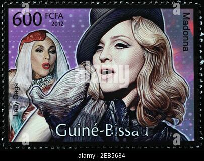Madonna et Lady Gaga sur timbre-poste Banque D'Images