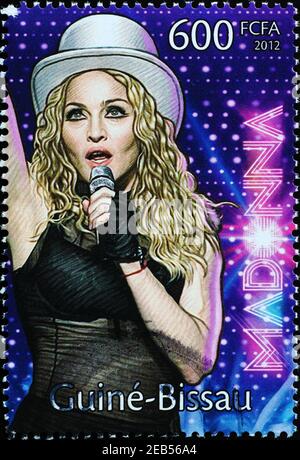 Madonna en concert sur timbre-poste Banque D'Images