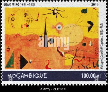 Peinture de Joan Mirò sur timbre-poste Banque D'Images
