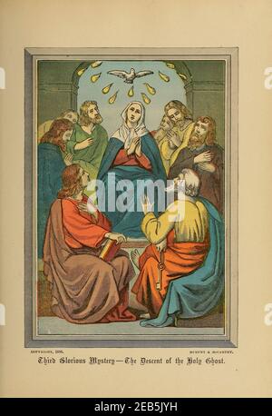 3ème mystère glorieux la descente de l'Esprit Saint à la Pentecôte de ' la bibliothèque catholique picturale ' contenant sept volumes en un : l'histoire de la Sainte Vierge -- la colombe du tabernacle -- l'histoire catholique -- l'apposition de la Sainte Vierge -- UN index chronologique -- Lettres pastorales de la troisième plénière. Council -- UN chapelet de versets -- hymnes catholiques publiés à New York par Murphy & McCarthy en 1887 Banque D'Images