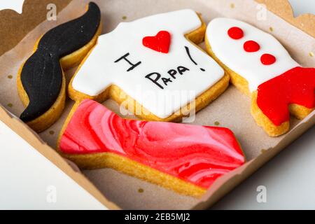 assortiment de biscuits faits main comme cadeau pour les pères jour Banque D'Images