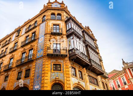 Façade d'un bâtiment à la place San Francisco, Séville, Andalousie, Espagne Banque D'Images