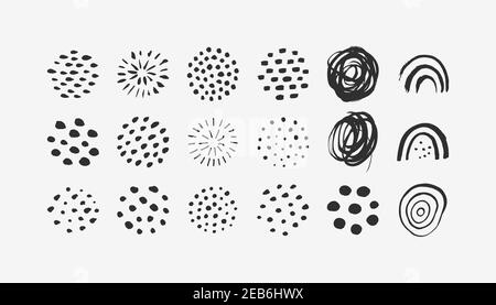 Éléments graphiques abstraits dans un style tendance minimaliste. Ensemble vectoriel de texture dessinée à la main Illustration de Vecteur