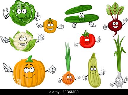 Concombres et chou verts croquants, tomates rouges mûres et betteraves pourpres, poivron orange et citrouille, courgettes juteuses et chou-fleur, épique Illustration de Vecteur