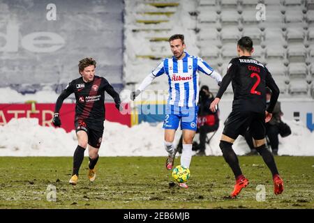 Odense, Danemark. 11 février 2021. Oliver Lund (2) d'Odense Boldklub vu pendant le match de la coupe de Sydbank danoise entre Odense Boldklub et le FC Midtjylland au parc d'énergie nature à Odense. (Crédit photo : Gonzales photo/Alamy Live News Banque D'Images