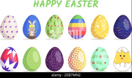 Grand ensemble d'œufs de Pâques Illustration de Vecteur