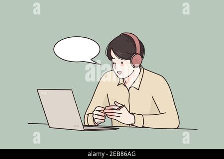 Appel vidéo, cours en ligne, concept de communication à distance Illustration de Vecteur