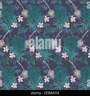 Motif vectoriel radial florial abstrait sur fond bleu foncé Illustration de Vecteur