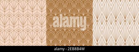 Motifs Art déco sans couture dans un style minimaliste tendance. Arrière-plans vectoriels abstraits avec formes géométriques Illustration de Vecteur