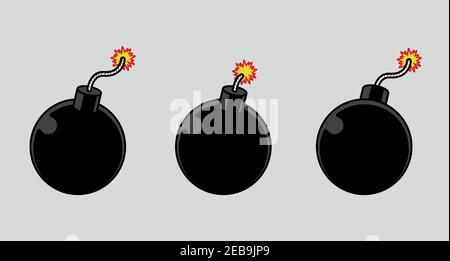 Bombe avec icône de vecteur de mèche brûlante Illustration isolée. Illustration de Vecteur