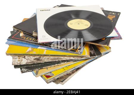 POZNAN, POLOGNE - 04 févr. 2021 : Collection d'anciens disques en vinyle Banque D'Images