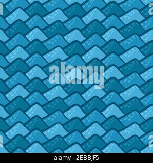 Motif vectoriel de style nautique avec vagues. Illustration de Vecteur