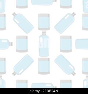 Illustration sur l'ensemble de thèmes types identiques bouteilles en plastique pour l'eau potable. Motif d'eau composé d'un accessoire de cuisine de collection, bouteille en plastique Illustration de Vecteur