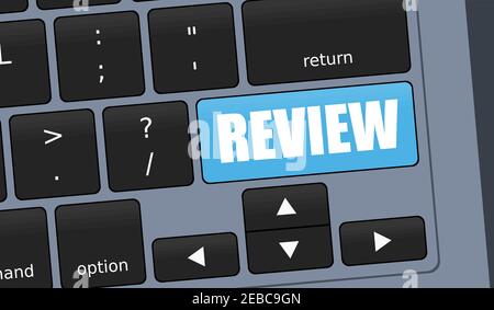 Bouton spécial de revue. Illustration conceptuelle du clavier de l'ordinateur portable. Avis sur les achats en ligne. Illustration de Vecteur