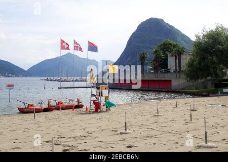 Lugano, Suisse - 21 mai 2018 : ville lido plage Banque D'Images