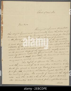 Lettre de John Payne Todd Banque D'Images