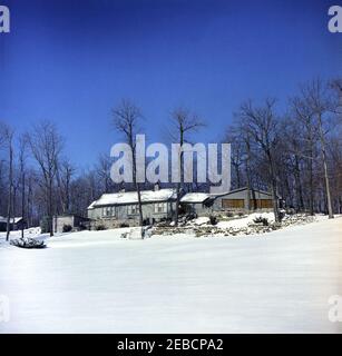 Camp David dans la neige, vues. Aspen Lodge, la résidence présidentielle à Camp David dans le comté de Frederick, Maryland. Banque D'Images