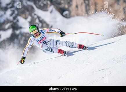 12 février 2021, Italie, Cortina d'ampezzo: Ski alpin: Championnats du monde, entraînement de descente, hommes: Andreas Sander d'Allemagne en action. Photo: Michael Kappeller/dpa crédit: dpa Picture Alliance/Alay Live News Banque D'Images