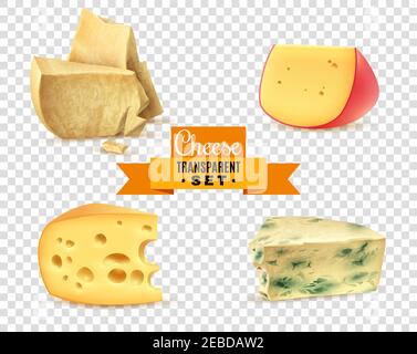 Fromages spéciaux de qualité supérieure composition d'images réalistes avec edam maasdam illustration du vecteur d'arrière-plan transparent parmesan et dorblu Illustration de Vecteur