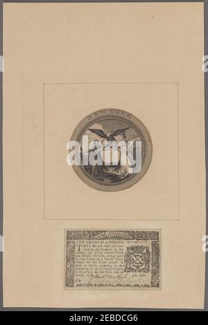 Billet de banque de New York. Cinq shillings et quatre penny Banque D'Images