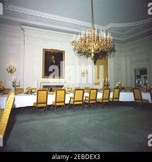 Dîner en l'honneur de l'ancien président Harry S. Truman (TVH), 8 h 00. La salle à manger de l'État est prévue pour un dîner en l'honneur de l'ancien président Harry S. Truman. White House, Washington, D.C. Banque D'Images