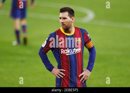 Séville, Espagne. 10 février 2021. Lionel Messi (Barcelone) football : match 'Copa del Rey' espagnol entre Séville FC 2-0 FC Barcelone à l'Estadio Ramon Sanchez-Pizjuan à Séville, Espagne . Crédit: Mutsu Kawamori/AFLO/Alay Live News Banque D'Images