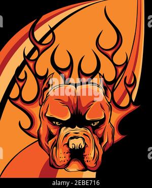 ILLUSTRATION DE VECTEUR D'ILLUSTRATION PITBULL DE DOG FIRE DE HELL Illustration de Vecteur