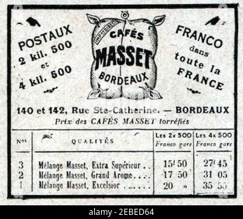 No 3905 Annonces 4, cafés MASSET. Banque D'Images