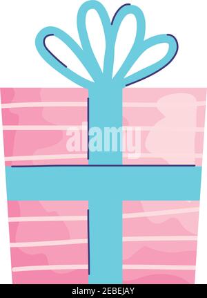 boîte cadeau rose icône anniversaire acuarela Illustration de Vecteur