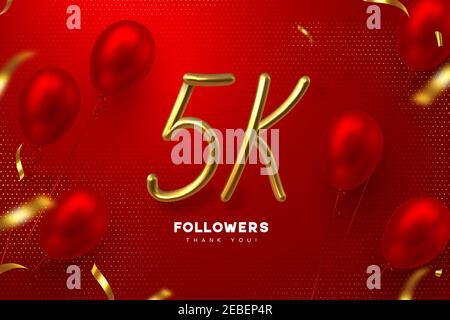 Cinq mille abonnés bannière. Illustration de Vecteur
