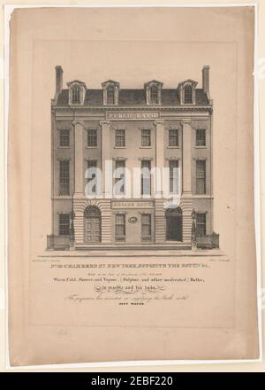 N° 39 Chambers St., New York, en face de la Rotunda, reconstruite sur la scite (sic) du (anciennement) New York Bath - A.J. Davis, delt. ; Lithographie d'Imbert. Banque D'Images