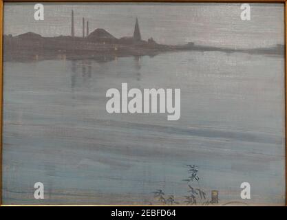 Nocturne en bleu et argent, par James Abbot McNeill Whistler, c. 1871-1872, huile sur panneau - Banque D'Images