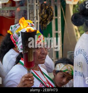 Journée notre-Dame de Guadalupe / Dia de la Virgen de Guadalupe à l'église de Guadalupe à San Cristóbal de las Casas, Chiapas, Mexique Banque D'Images