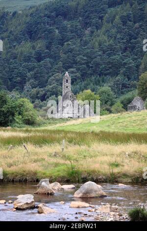 Dans l'église Saint Kevin, Glendalough Irlande Banque D'Images