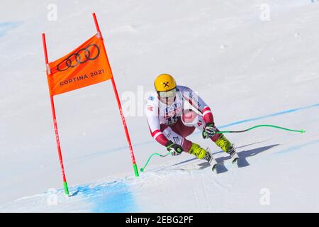 Cortina (BL, Italie. 12 février 2021. Cortina (BL), Italie, Vertigine, 12 février 2021, FRANZ Max (AUT) 3e CLASSÉ lors des Championnats du monde DE SKI alpin 2021 FIS - entraînement Downhill - hommes - course de ski alpin crédit: Sergio Bisi/LPS/ZUMA Wire/Alay Live News Banque D'Images