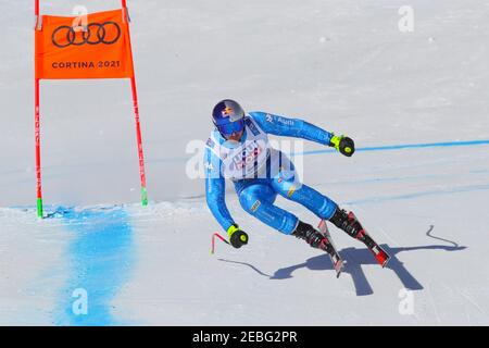 Cortina (BL, Italie. 12 février 2021. Cortina (BL), Italie, Vertigine, 12 février 2021, PARIS Dominik (ITA) CLASSÉ PREMIER lors des Championnats du monde DE SKI alpin 2021 FIS - entraînement Downhill - hommes - course de ski alpin crédit: Sergio Bisi/LPS/ZUMA Wire/Alay Live News Banque D'Images