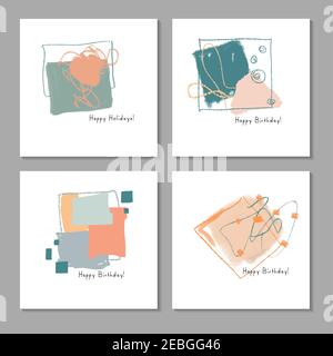 Jeu d'illustrations de résumé créatif pour les cartes postales, les bannières de médias sociaux ou le fond de conception de couverture de brochure. Œuvres d'art tendance minimalistes. Vecteur. Mod Illustration de Vecteur