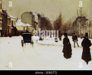 Norbert Gœneutte - le Boulevard de Clichy par temps de neige. Banque D'Images