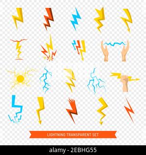 Jeu plat de lumières colorées et lumineuses et de boules de feu isolées dessus illustration vectorielle d'arrière-plan transparente Illustration de Vecteur