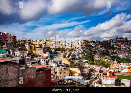 Vue imprenable sur la ville de Guanajuato, État de Guanajuato, Mexique Banque D'Images