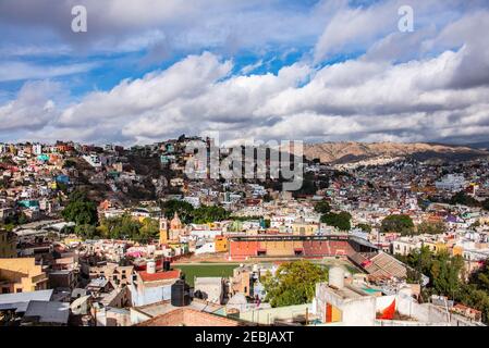 Vue imprenable sur la ville de Guanajuato, État de Guanajuato, Mexique Banque D'Images