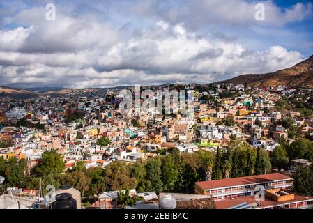 Vue imprenable sur la ville de Guanajuato, État de Guanajuato, Mexique Banque D'Images