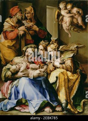 Nosadella - Sainte famille avec les saints Anne, Catherine d'Alexandrie et Marie Magdalene - Banque D'Images