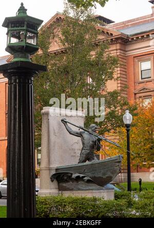 Statue Whaleman à New Bedford, Massachusetts Banque D'Images