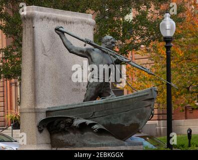 Statue Whaleman à New Bedford, Massachusetts Banque D'Images