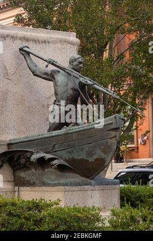 Statue Whaleman à New Bedford, Massachusetts Banque D'Images